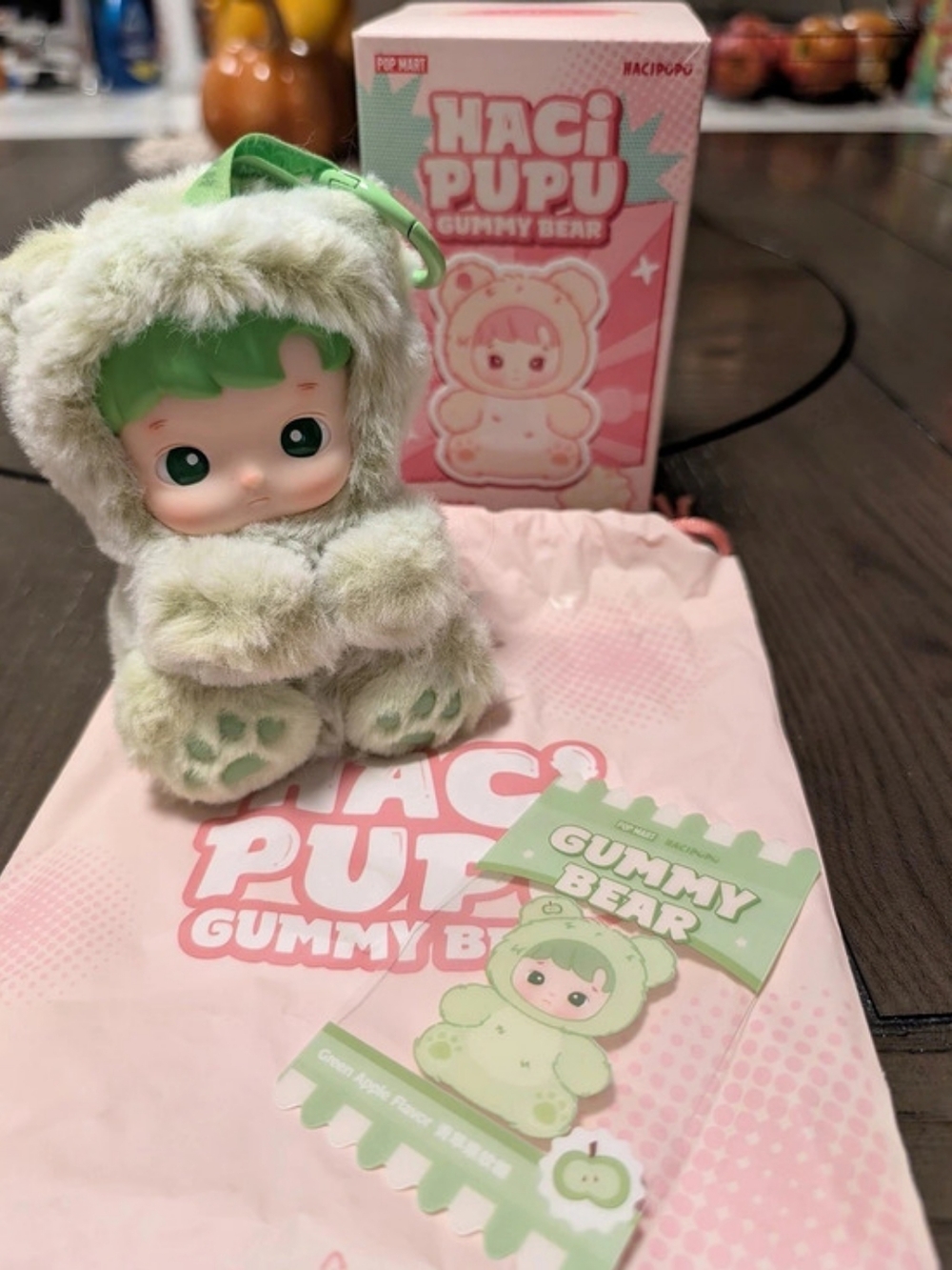 POP MART HACIPUPU Gummy Bear Series - Vinyl Plush Pendant (Green Apple Flavor)